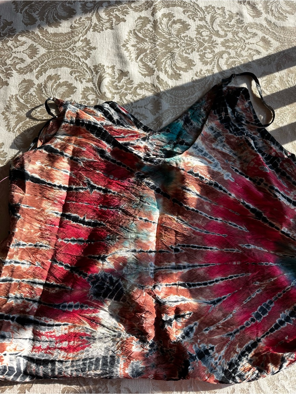 Tie-Dye Sleeveless Women’s Top — Multi-Color L